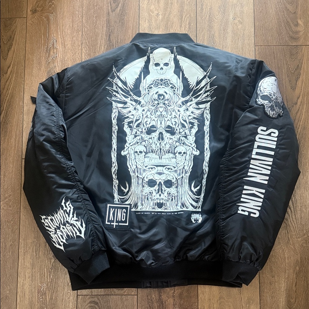 Sullivan King Black Graphic Bomber Jacket - Picture 3 of 5